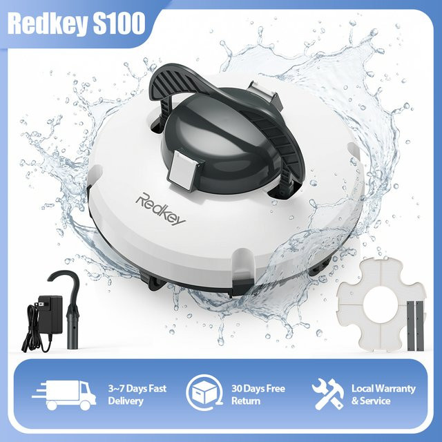 Redkey S100 Kabelloser Roboter-Poolreiniger für Einbaupools mit Doppelmotor und 5200mAh Akku für bis zu 100 m2 - Bild 1