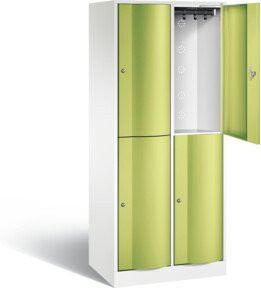 C+P Spind Resisto doppelstöckig mit Drehzylinderschloss und Garderobenstange, Front Viridingrün, Korpus Verkehrsweiß, H x B x T: 195 x 77,2 x 54 cm - Bild 1