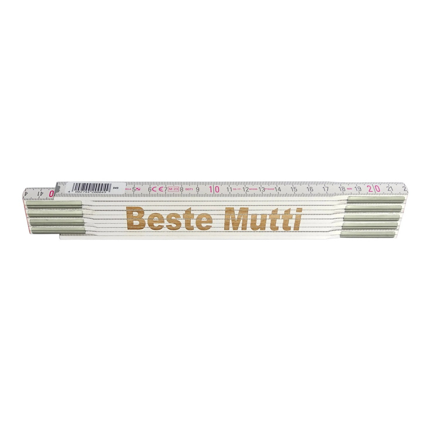 Stabila Zollstock aus Holz mit Lasergravur Beste Mutti, weiß, 2 m - Bild 2