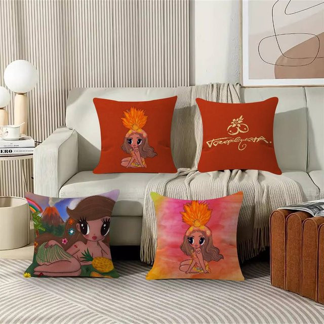 K-karol G Tropicoqueta Kissenbezug von BEAST KINGDOM in Orange, quadratisches Design-Kissen für deine Dekoration, B/T/H: 30 x 30 x 30 cm - Bild 1