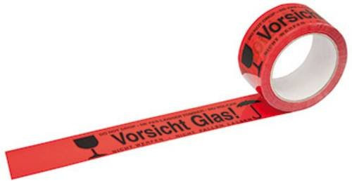 Signalklebeband Vorsicht Glas aus Kunststoff in Rot und Schwarz, Breite: 50 mm, Länge: 66 m - Bild 1