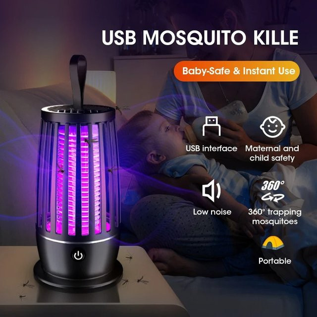 NOCCLILI Tragbarer USB Mückenschutz in Schwarz für Innen- und Außenbereich, Camping und Reisen - Bild 1
