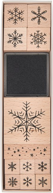 Rico Design Paper Poetry Stempelset Schneeflocken in Schwarz aus Holz - Bild 1