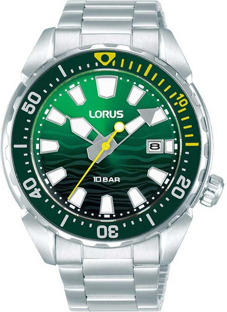 Lorus Herrenuhr Sports Diver, Quarz, Edelstahl, 41 mm, Grün, 10 ATM - Bild 1