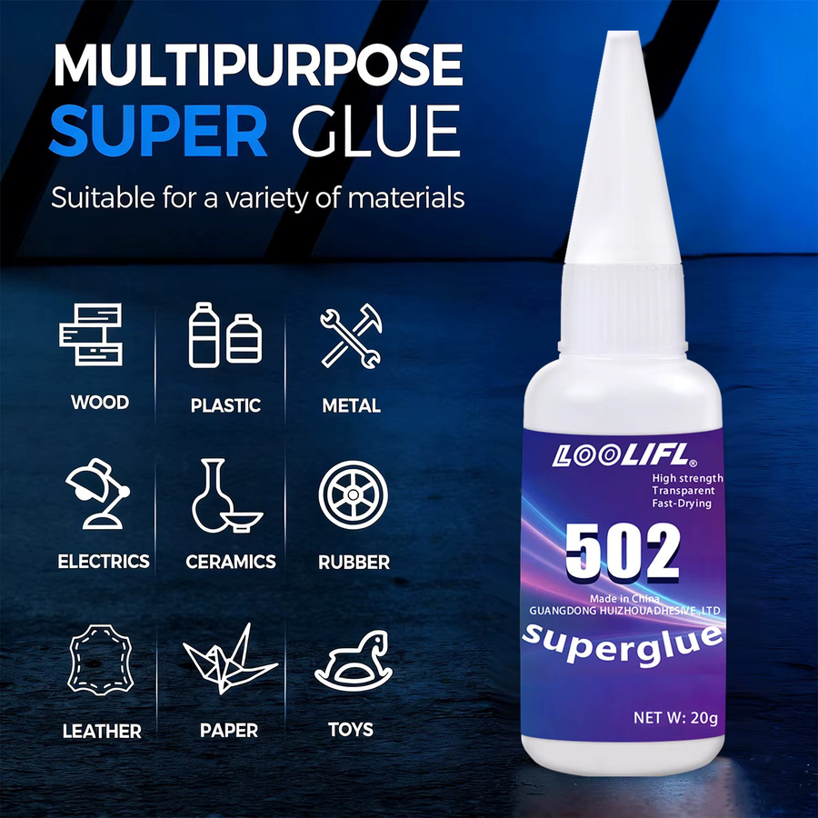 LOOLIFL 502 Superkleber Cyanacrylat in Transparent, extra starker Flüssigkleber für Keramik, Leder und Metall, 20 g - Bild 3