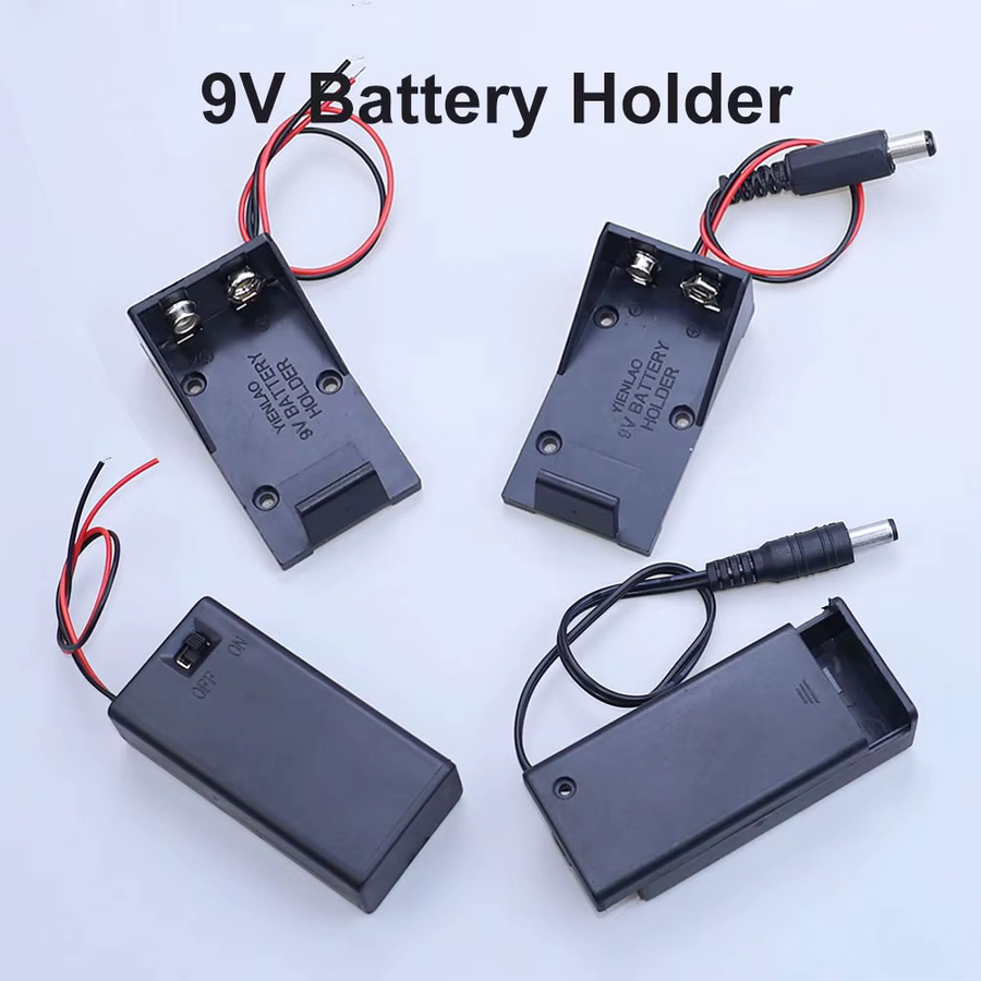 Yanxi 9V Batteriehalter in Schwarz mit Kabelanschlüssen, DC-Stecker und EIN/AUS-Schalter für deine DIY-Projekte - Bild 2