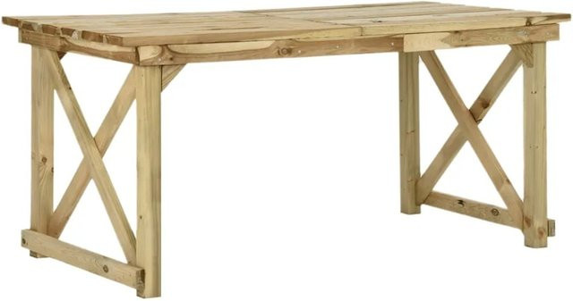 vidaXL Gartentisch aus Kiefernholz in Braun und Grün, rechteckig, B/T/H: 160 x 79 x 75 cm - Bild 1
