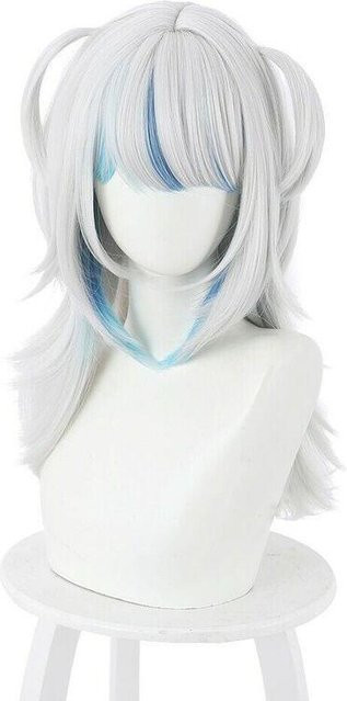 Hololive Gawr Gura Cosplay Perücke, grau, synthetische Seidenfaser - Bild 1