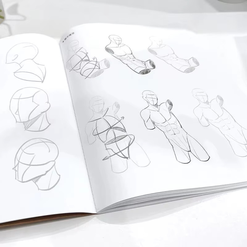 Handgemaltes Tutorial-Buch für Anime-Charaktere: Skizzen und Übungen zur menschlichen Körperstruktur und dynamischen Linienführung - Bild 2