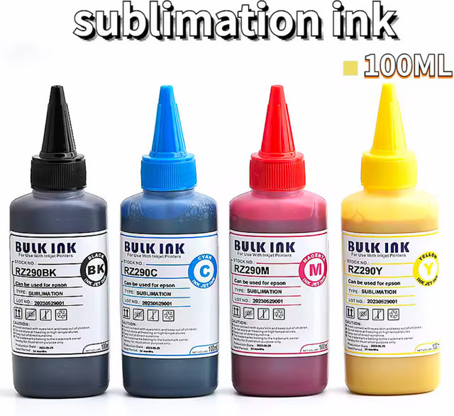 Epson Sublimationstinte für Desktopdrucker, Mehrfarbiges Refill-Set für Wärmeübertragung auf T-Shirts und Tassen, 100 ml - Bild 1