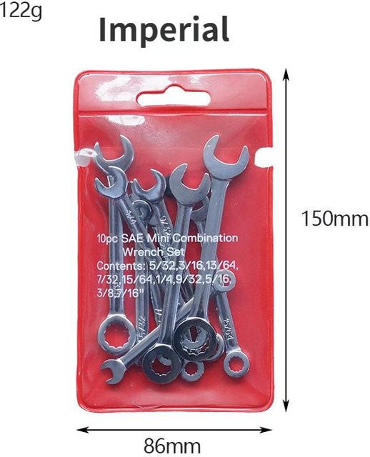 10-teiliges Mini-Schraubenschlüssel-Set von Love Home Garden aus Stahl in Rot, Blau und Silber mit Ringschlüsseln in britischem und metrischem Typ - Bild 1