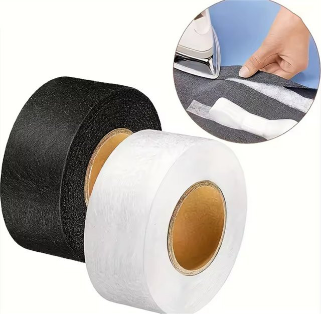 25m Doppelseitiges Selbstklebendes Vlies-Futtergewebe in Weiß zum Aufbügeln für DIY-Kleidung und Längenverkürzung - Bild 1