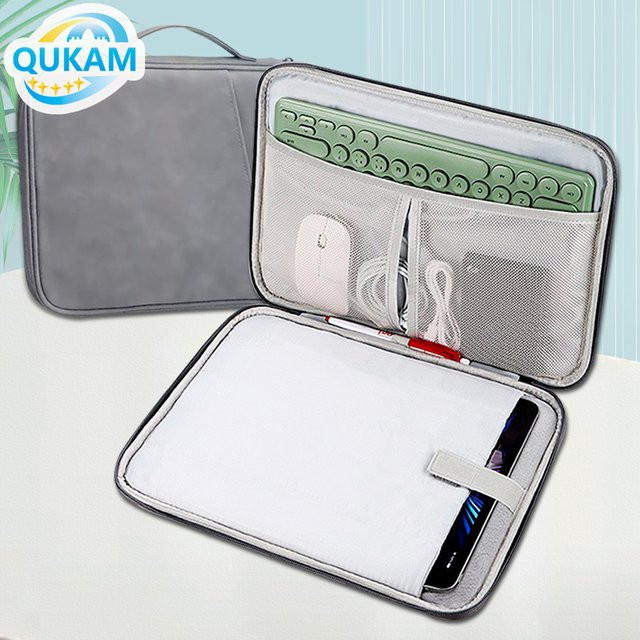 Tragbare Tablet-Tasche von qukam für iPad Pro 11 und 12,9 sowie iPad Air und Samsung Galaxy Tab S7 FE S8 S9 Plus in Grün oder Grau - Bild 1