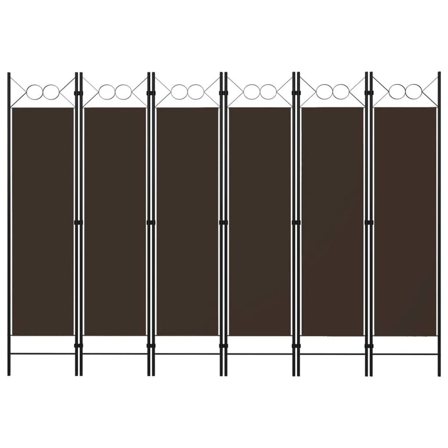 vidaXL Raumteiler 6-teilig in Braun mit geometrischem Design, B/H: 240 x 180 cm - Bild 2