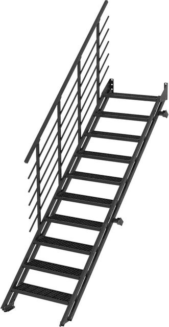 Minka Außentreppe Flex Grid aus Metall in Schwarz mit 10 Stufen - Bild 1