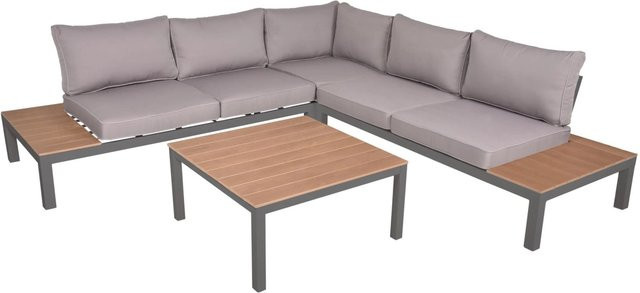 DELUKE Gartenloungeset BENNO 4-tlg. in Grau, moderne Loungegruppe aus Aluminium und Polystyrol - Bild 1