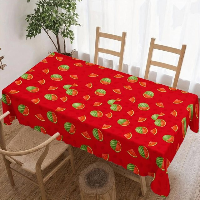 Wasserdichte Tischdecke von JINGYUE Pet mit Wassermelonenmuster in Rot und Multicolour, rechteckig, B/T: 140 x 140 cm - Bild 1