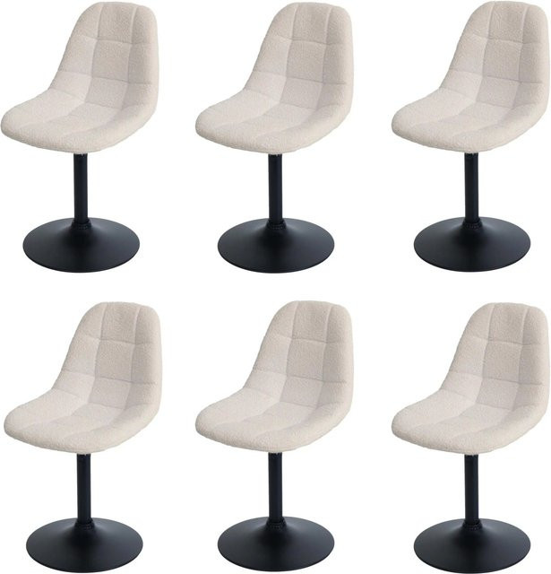 6er-Set MCW Esszimmerstühle A60 Drehstühle mit Bouclé-Stoff in Beige und Stahlgestell - Bild 2