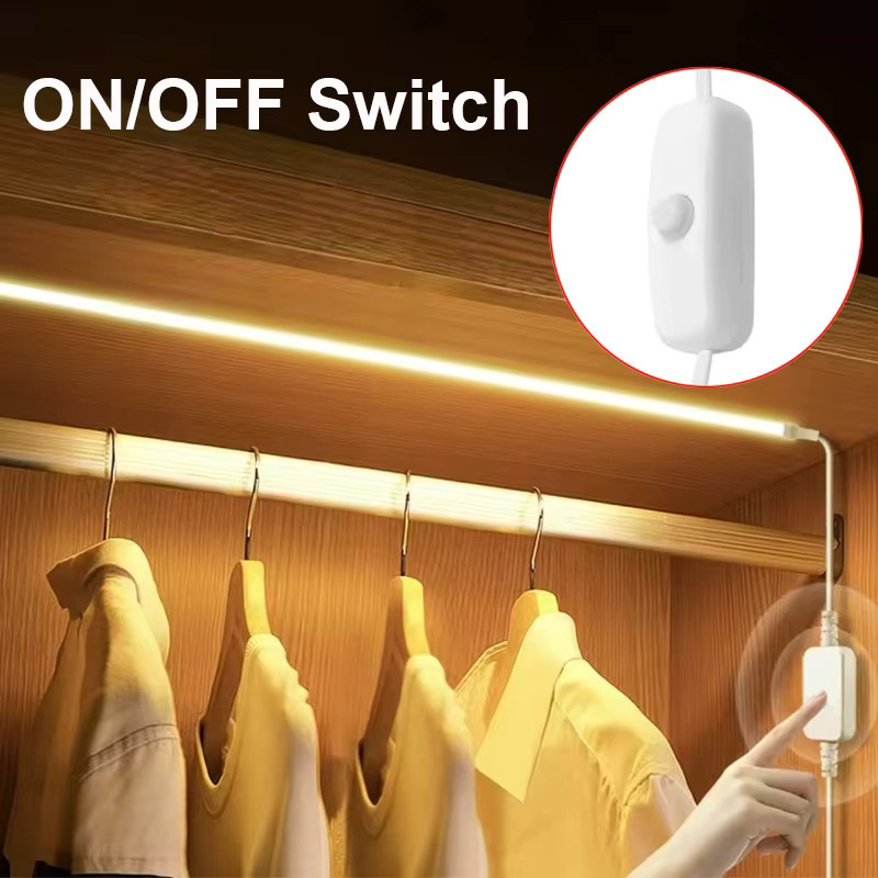 Mikenoon COB LED-Streifenlicht mit USB-Anschluss und Schalter, selbstklebendes flexibles Silikon-LED-Band in Warmweiß für Küchenschrank, Möbel und Schlafzimmer - Bild 2