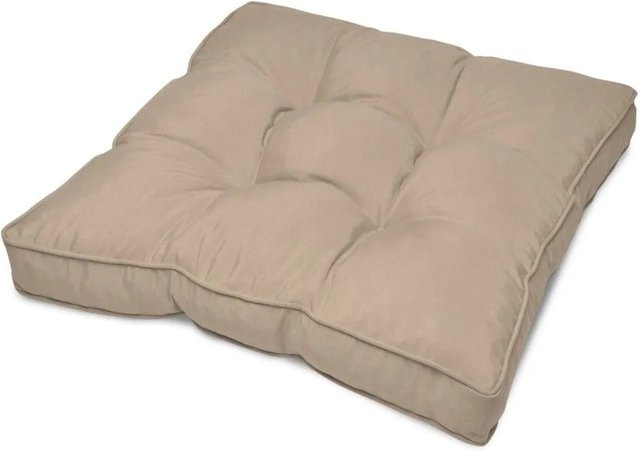 Beautissu Flair Loungekissen Outdoor Sitzkissen Natur B/T/H: 50 x 50 x 10 cm - Bild 1