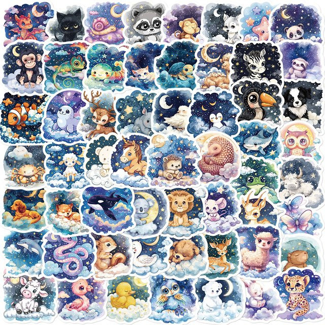 Charile Fantasie Starry Sky Tier Aufkleber mit süßen Katzen und Fröschen in Multicolour für DIY Schreibwaren und Kinder - Bild 1