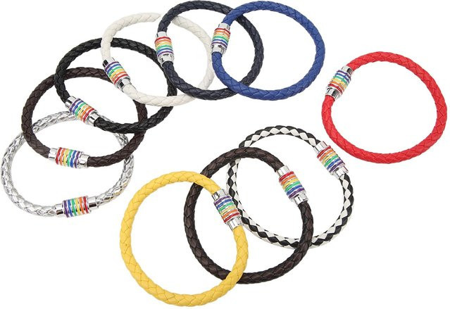 Fishine Armband, Leder, geflochten, Regenbogen, Unisex - Bild 1