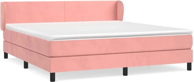 vidaXL Boxspringbett mit Matratze in Rosa, Hybridbett mit Taschenfederkern aus Samt, B/T: 180 x 200 cm - Bild 1