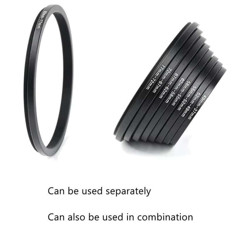 SZKOSTON Kameraobjektivfilter Step Up & Down Ringadapter Set aus Metall, 18 Stück, Schwarz, für DSLR-Kameras, 37-82 mm und 82-37 mm - Bild 4
