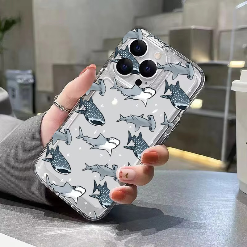 Stoßfeste iPhone Handyhülle mit Sommer Ozean Hai und Delphin Design für iPhone 7 bis iPhone 16 Pro Max - Bild 3