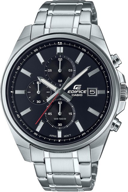 Casio Edifice Chronograph, Quarz, Edelstahl, Schwarz, 43 mm, Herren - Bild 1