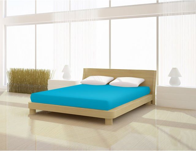 Mr. Sandman Spannbetttuch de luxe aus Elastan in Blau, B: 140-160 cm, L: 200-220 cm - Bild 1