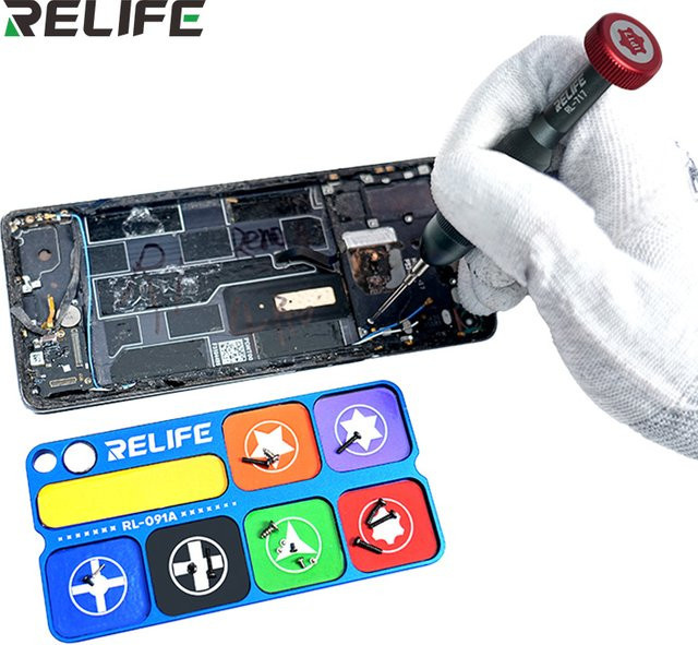 RELIFE RL-091A Magnetische Schrauben-Aufbewahrungsscheibe mit 7 Fächern in Multicolour für Reparaturen an Handy und Computer - Bild 1