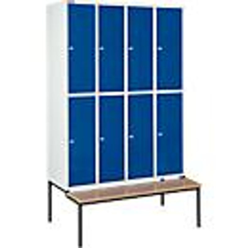 Schäfer Shop Select Kleiderspind mit 4x2 Abteilen, Sitzbank und Zylinderschloss, Farbe: Enzianblau - Bild 2