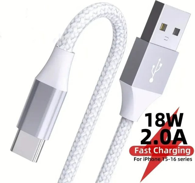 USB-A auf USB-C Ladekabel für schnelles Laden und 480Mbps Datenübertragung in Schwarz - Bild 1
