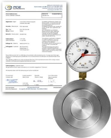 PCE Instruments PCE-HFG 25K-ICA Hydraulische Kraftmessdose in Silber mit 27mm Ringöffnung und ISO-Zertifikat - Bild 1