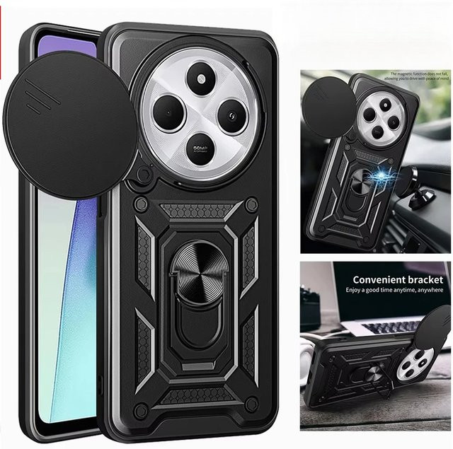 Armor-Schutzhülle für Xiaomi in Schwarz mit Schiebe-Kameraring und Standfunktion - Bild 1