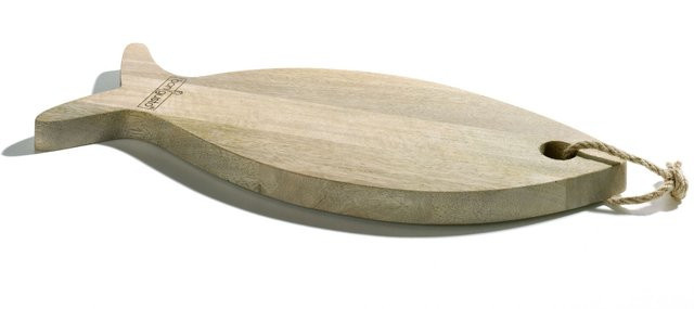 Schneidebrett BONGUSTO Fisch aus Holz in Braun und Beige, oval, B/T/H: 48,0 x 19,5 x 19,5 cm - Bild 1