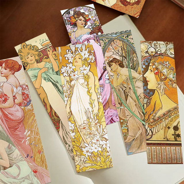 30 Stück Mucha-Lesezeichen mit klassischer Malerei in Multicolour aus Papier - Bild 1