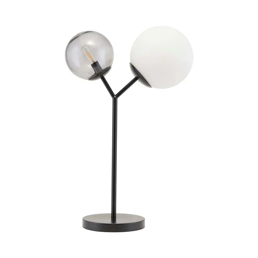 House Doctor Tischlampe Twice in Schwarz mit Glaskugel und Eisenfuß, Höhe: 65 cm - Bild 1