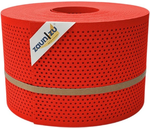 zaun zu Sichtschutzstreifen PP Premium Gelocht Rot 50m - Bild 1