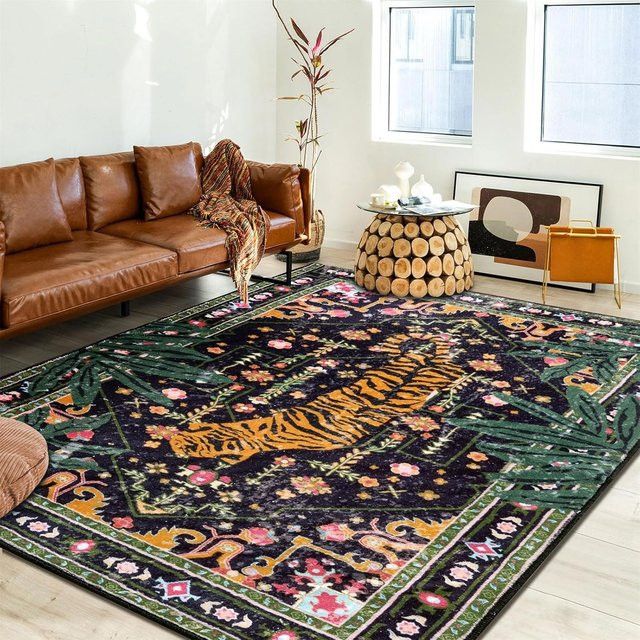 Rutschfester Wohnzimmerteppich mit Tiger-Motiv von facaishu, maschinenwaschbarer Dekoteppich für Schlafzimmer und Freizeitbereich - Bild 1