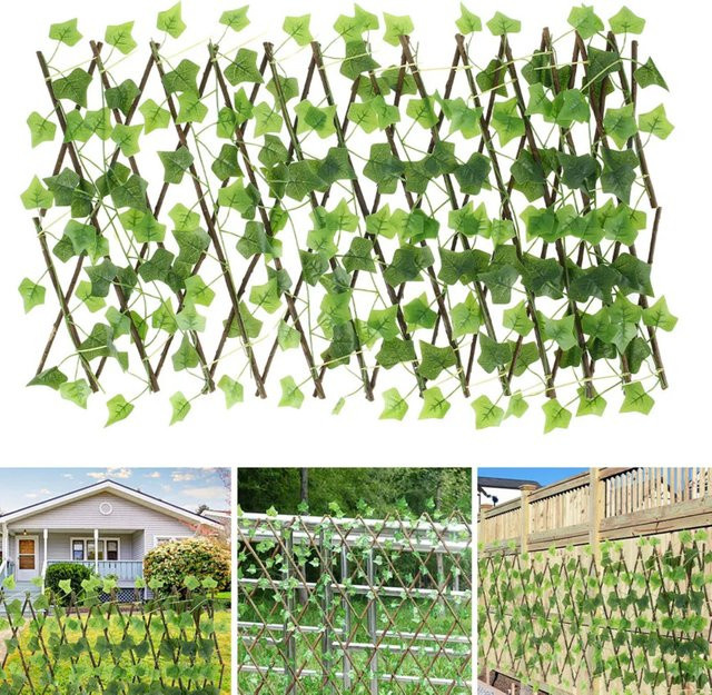 Künstliche Efeu-Hecke als expandierender Sichtschutz aus Kunststoff in Grün, B/H: 100 x 38 cm - Bild 1