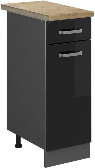 Vicco Küchenunterschrank R-Line in Schwarz Hochglanz und Anthrazit mit Eiche-Optik, B/T/H: 30 x 60 x 81,6 cm - Bild 1
