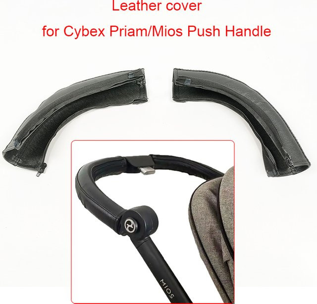 Leder Abdeckung für Cybex Priam 2/3/4 und Mios 2/3 Kinderwagen als Ersatz Handlauf Schutzhülle für den Push Griff in Schwarz oder Braun - Bild 1