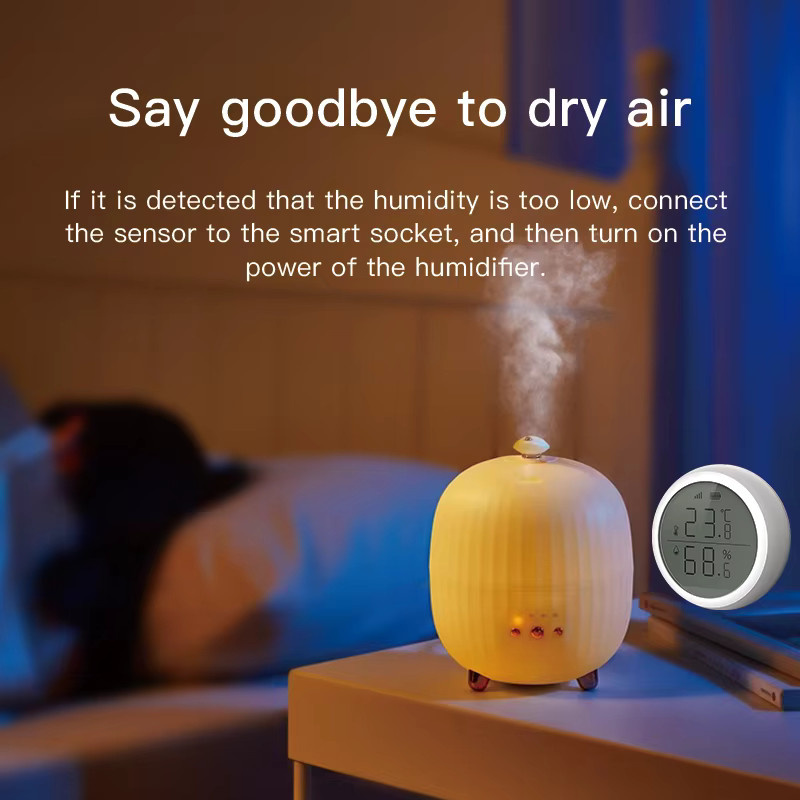 Wesense Multisensor mit LCD für Tuya Smart Life, Licht-, Temperatur- und Feuchtigkeitssensor mit Google Alexa Sprachsteuerung, Weiß - Bild 4