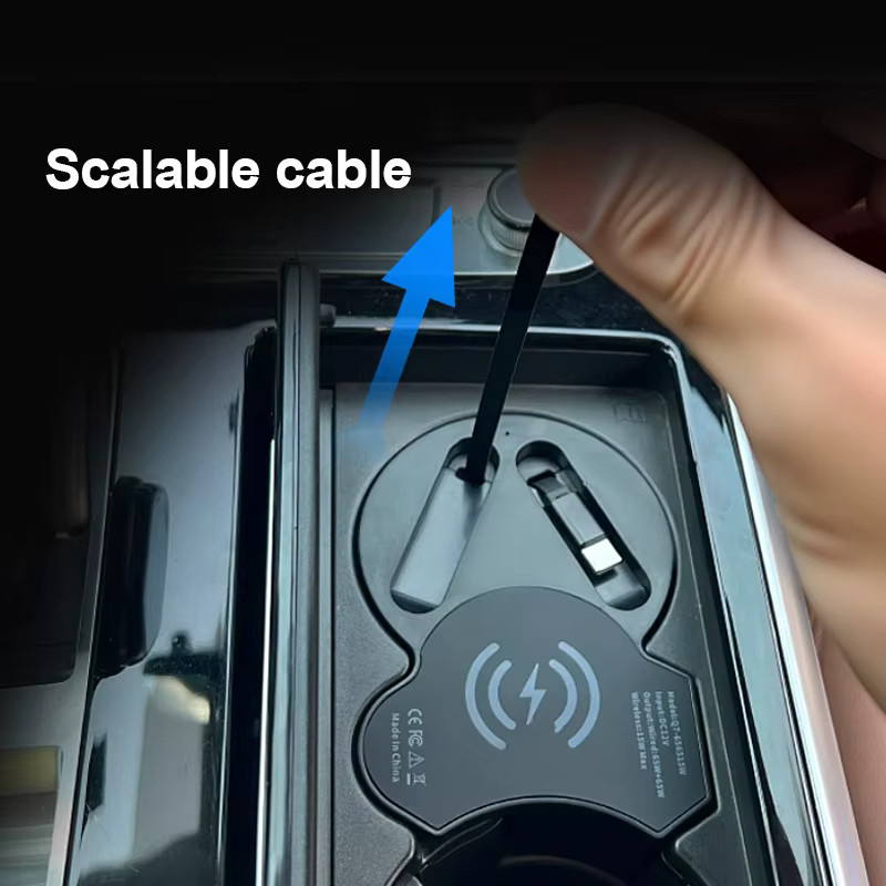 Vtear Drahtloses Auto-Ladegerät mit Dual Port Typ-C Schnellladeadapter für Audi Q7 2020-2025 und Audi Q8 2017-2025, Schwarz - Bild 5