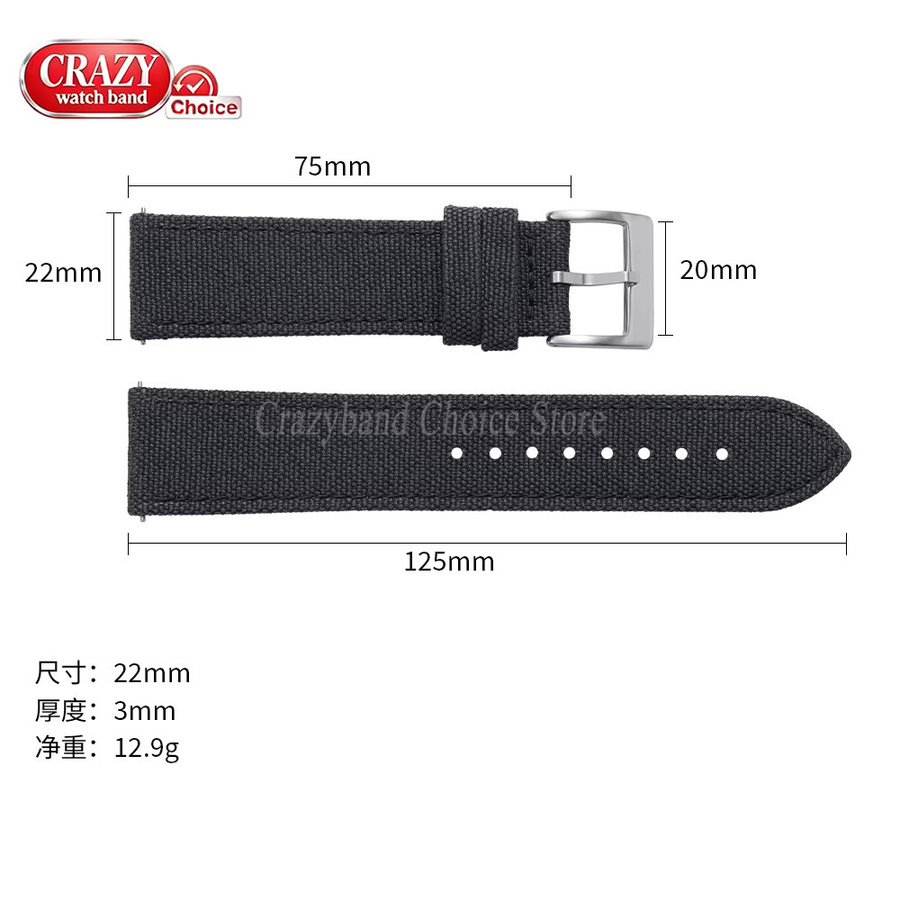 Uhrenarmband Leder, Schwarz, Unisex, 20mm, 22mm - Bild 3