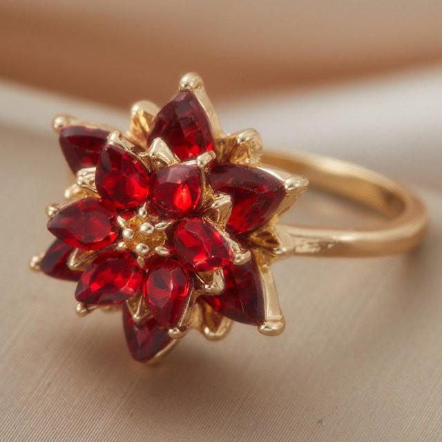 Ring, roter Zirkonia, Kupfer, Gold, Damen - Bild 1