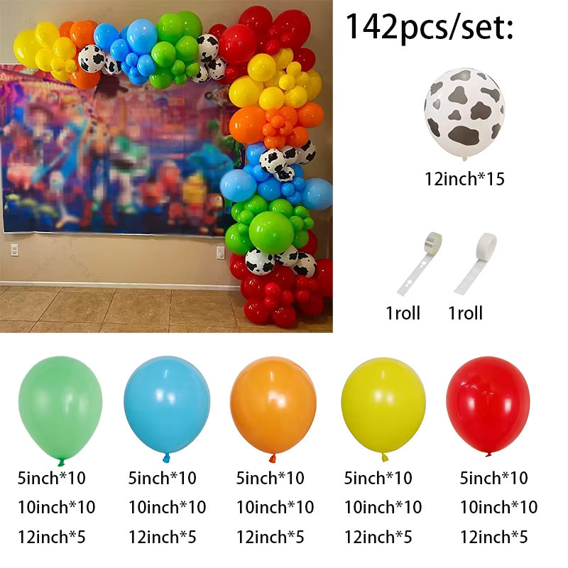 142 Stück Bauernhof-Geburtstagsballons Set mit Girlandenbogen in Pastellfarben und Kuhprint für Kinder und Babypartys, Mehrfarbig - Bild 2