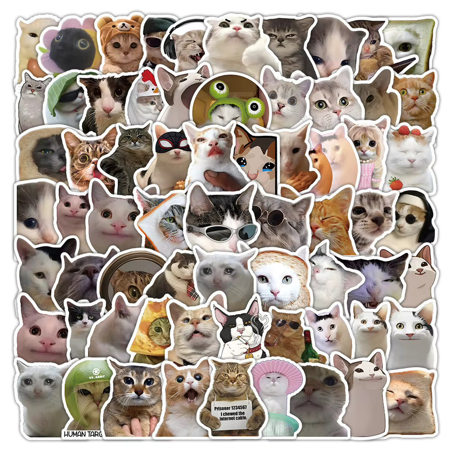 106 Katzen-MEME-Graffiti-Aufkleber in Gold und Multicolour für Fahrräder, Notizbücher und Federmäppchen von Goldene Erinnerungsaufkleber-Shop - Bild 2